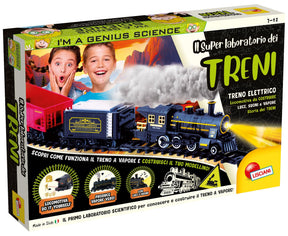 Liscianigiochi I'm a Genius The Super Train Laboratory kit with colorful components and a train model
