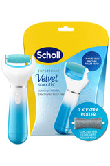 Dr. Scholl's Velvet Smooth Electric Foot File with Cracked Heel Roller, ergonomic design for easy use
