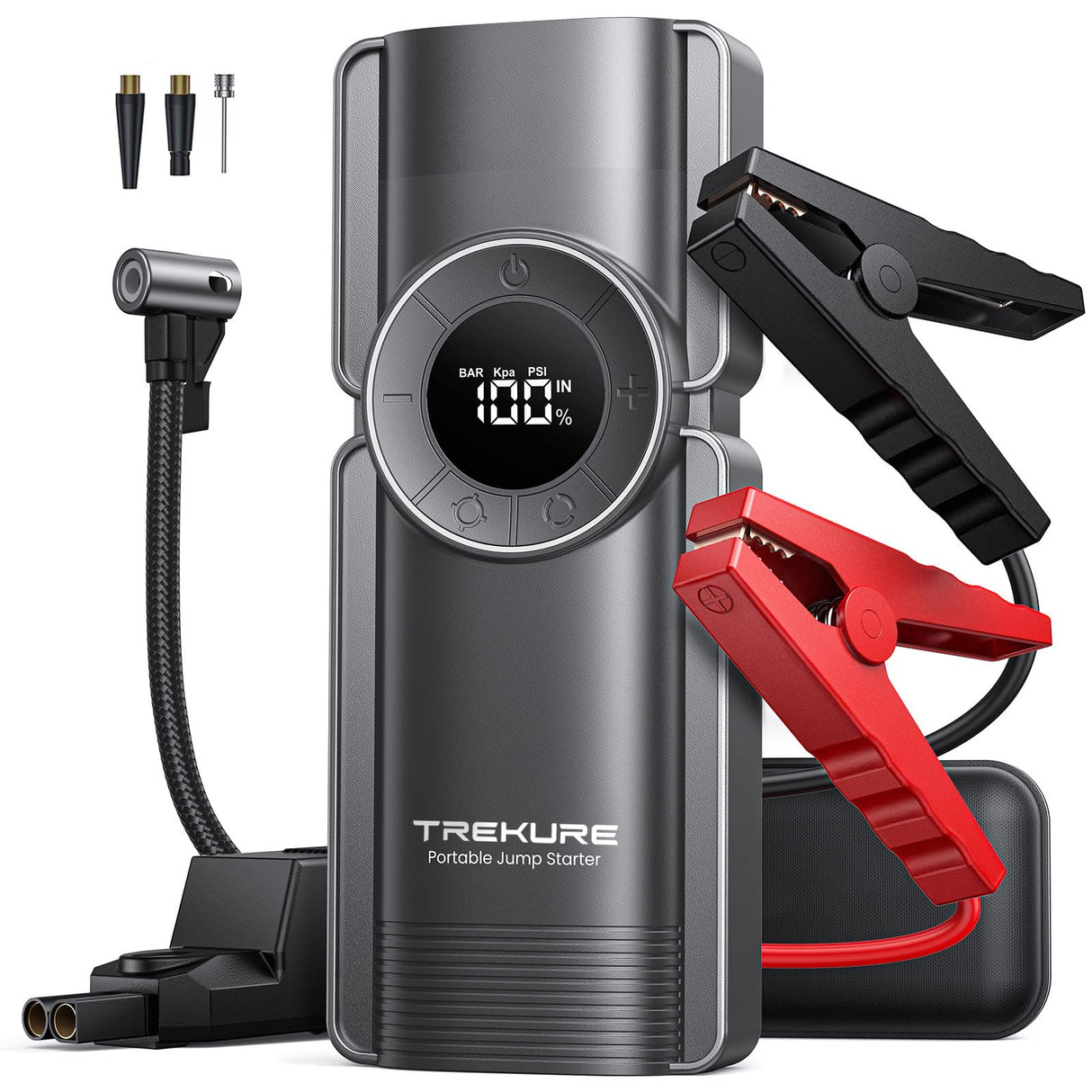 TREKURE 5-in-1 Car Battery Jump Starter with air compressor and LED light