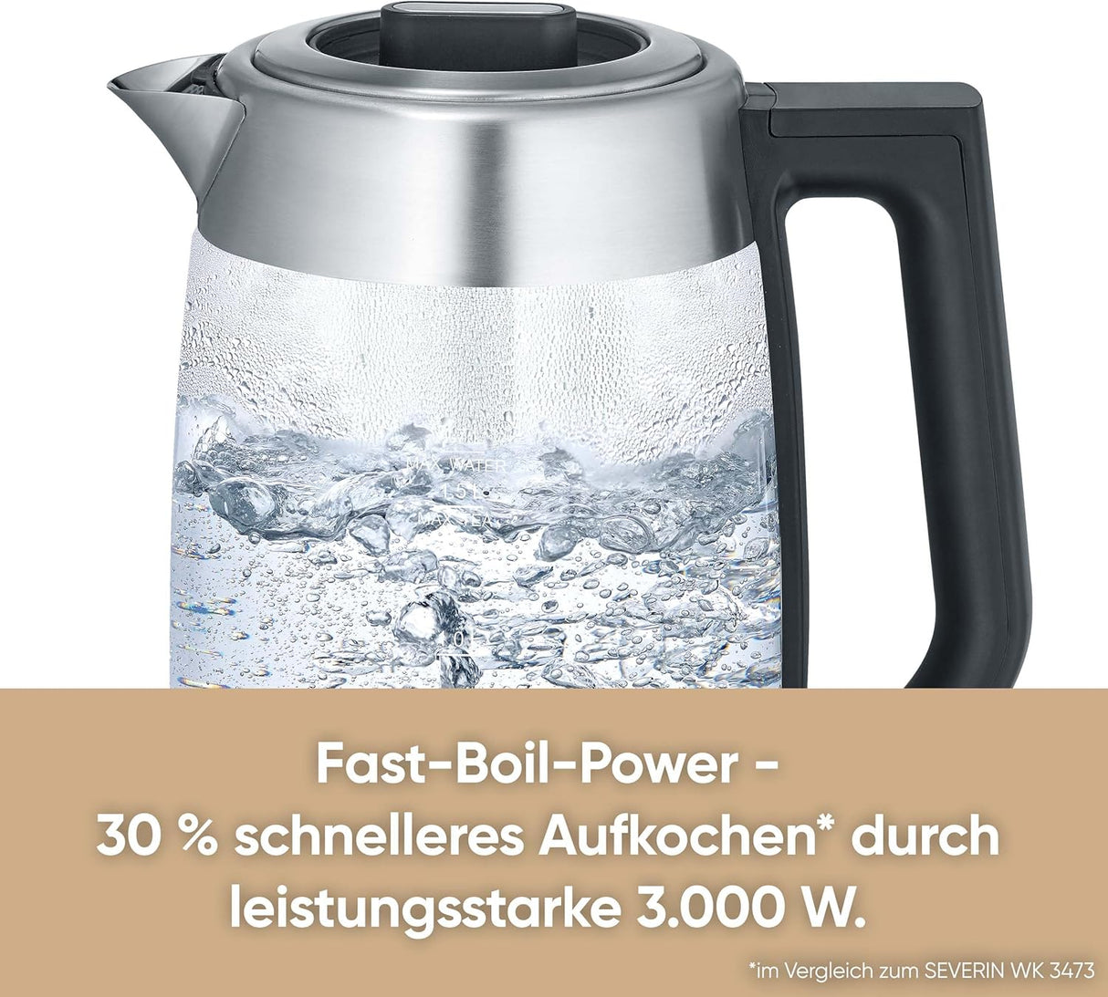 SEVERIN Glass Tea & Kettle Deluxe WK 3480 - 1.7L with Temperature Control