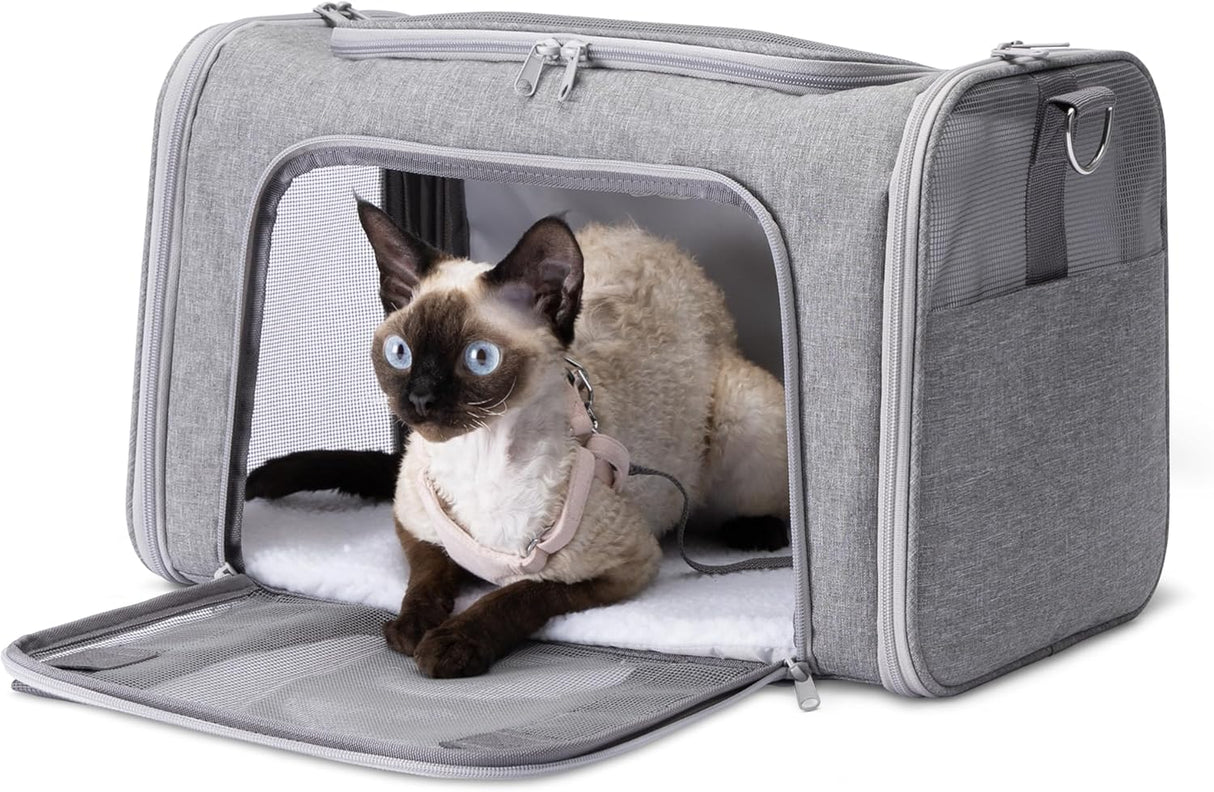 Amazon Basics Soft Pet Carrier - Grey, airline-approved and foldable