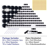 Unbranded 60 Pcs Clear Plastic Travel Cosmetic Jars - Black, 5g/5ml