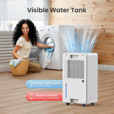 CHIVALZ 12L/24H Dehumidifiers for Home, Bedroom & Bathroom, LED Display and 24H Timer, Interior Dehumidifier with Automatic Defrosting, 2L Water Tank & Drainage Hose, White, 1 Pack+3 Modes