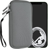 kwmobile Neoprene Phone Pouch - Stone Dust with Zipper and Wrist Strap