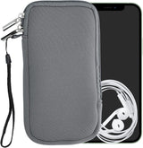 kwmobile Neoprene Phone Pouch - Stone Dust with Zipper and Wrist Strap