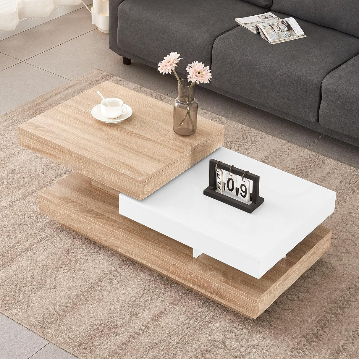 ModernDesign Rotating Coffee Table - Mobile Controlled Lights