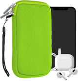 kwmobile Neoprene Phone Pouch - Neon Green with Zipper