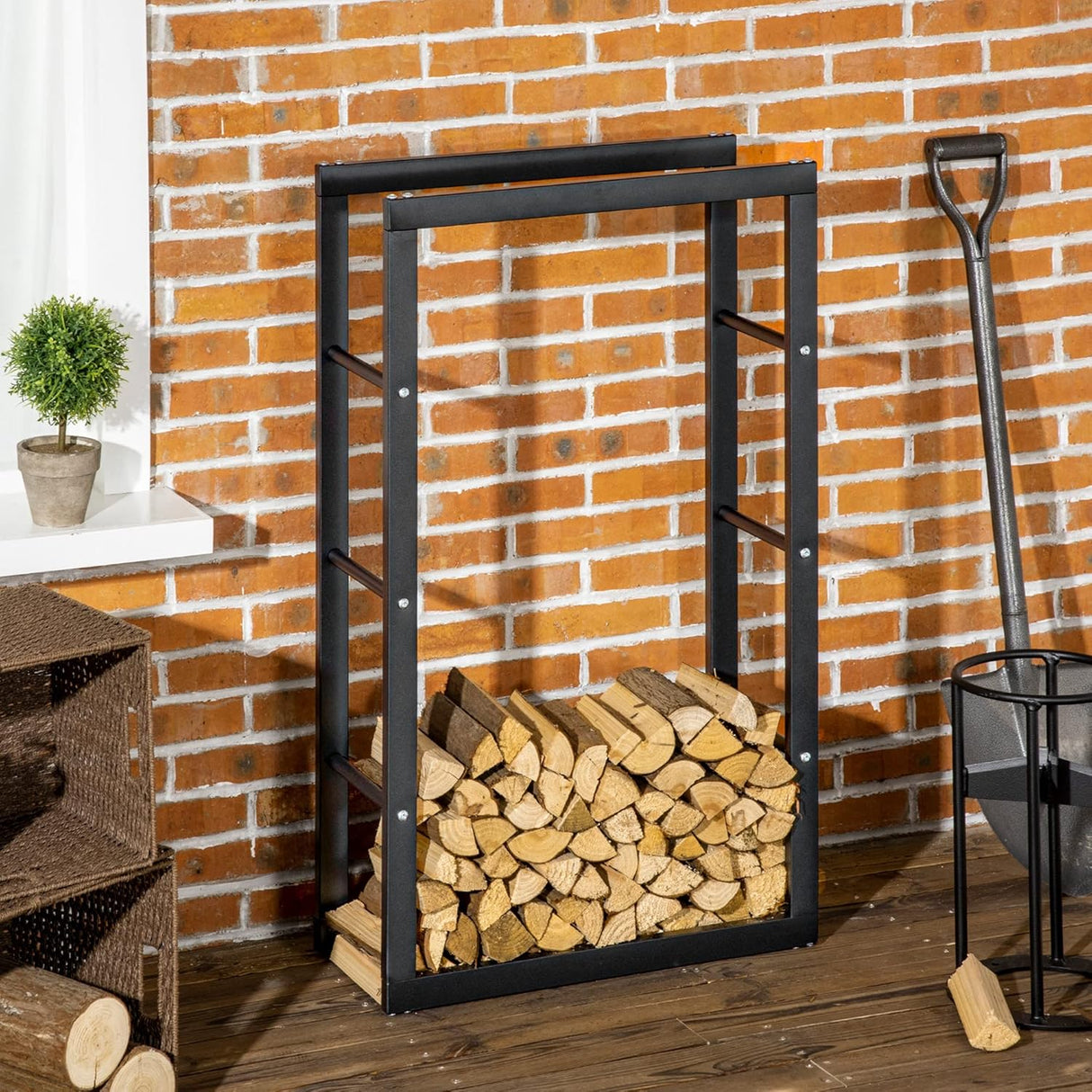 HOMCOM Traditional Balanced Firewood Log Holder for Fireplace