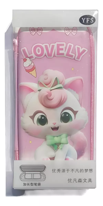 Club Book Store Lovely Cat Pencil Case - Pink & Lavender Colors