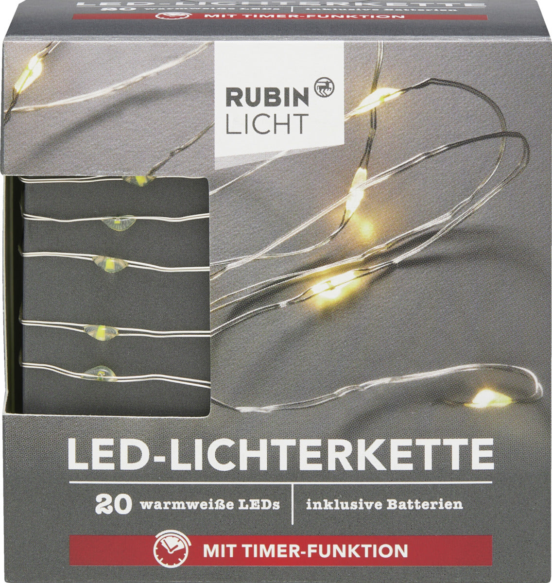RUBIN Licht LED String Lights 20 Warm White LEDs with Timer