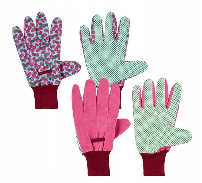 PARKSIDE Garden Gloves 2 Pairs - Size 7, Pink/Berry Cotton