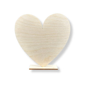 EUROGO Wooden Heart Decoration on Stand - 10 cm Ecological