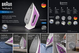 Braun TexStyle 3 Steam iron SI 3030 Purple