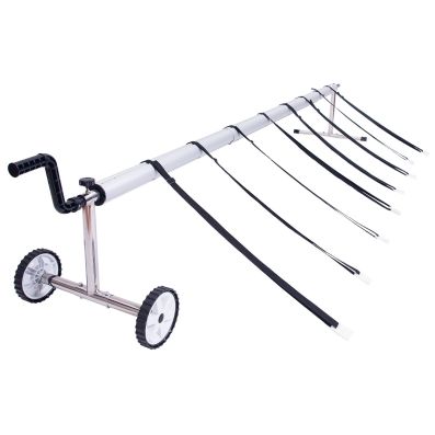 Costway Lightweight Removable Pool Cover Reel - Stainless Steel Aluminum