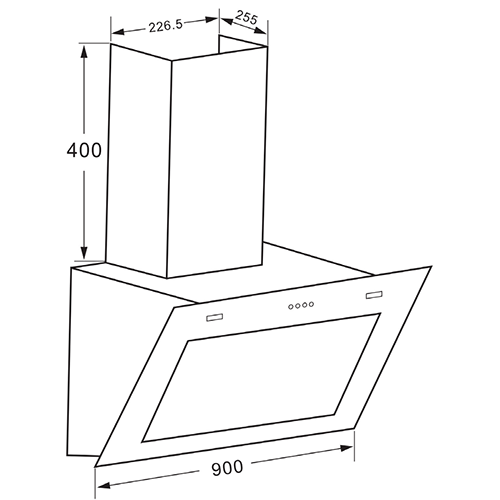 KromsLine KC-Prime-900-TC-BK Decorative Hood - 90cm Black Glass