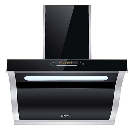 KromsLine KC-JYC-90-C-BK-IX Decorative Hood - 90cm Stainless Steel & Black Glass
