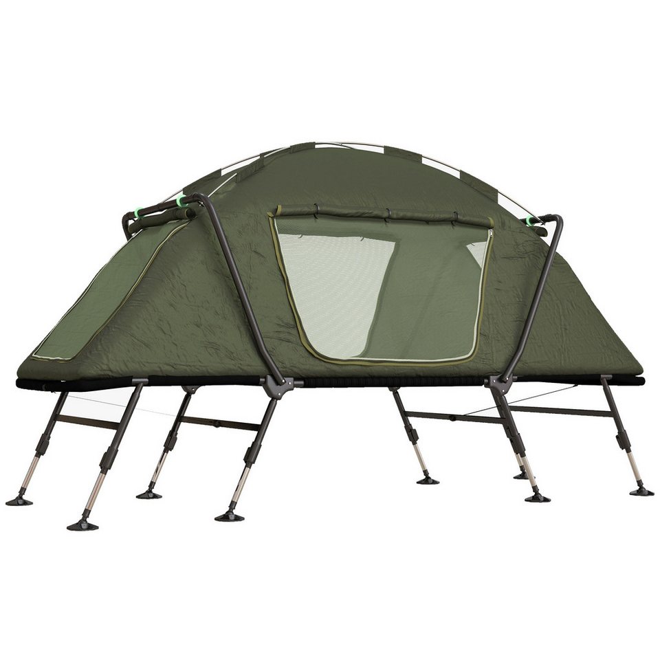 Outsunny Camping Cot Elevated Tent - Green with carrying bag